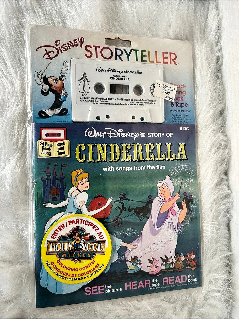 Vintage 1977 Disney Storyteller Cinderella Book & Cassette